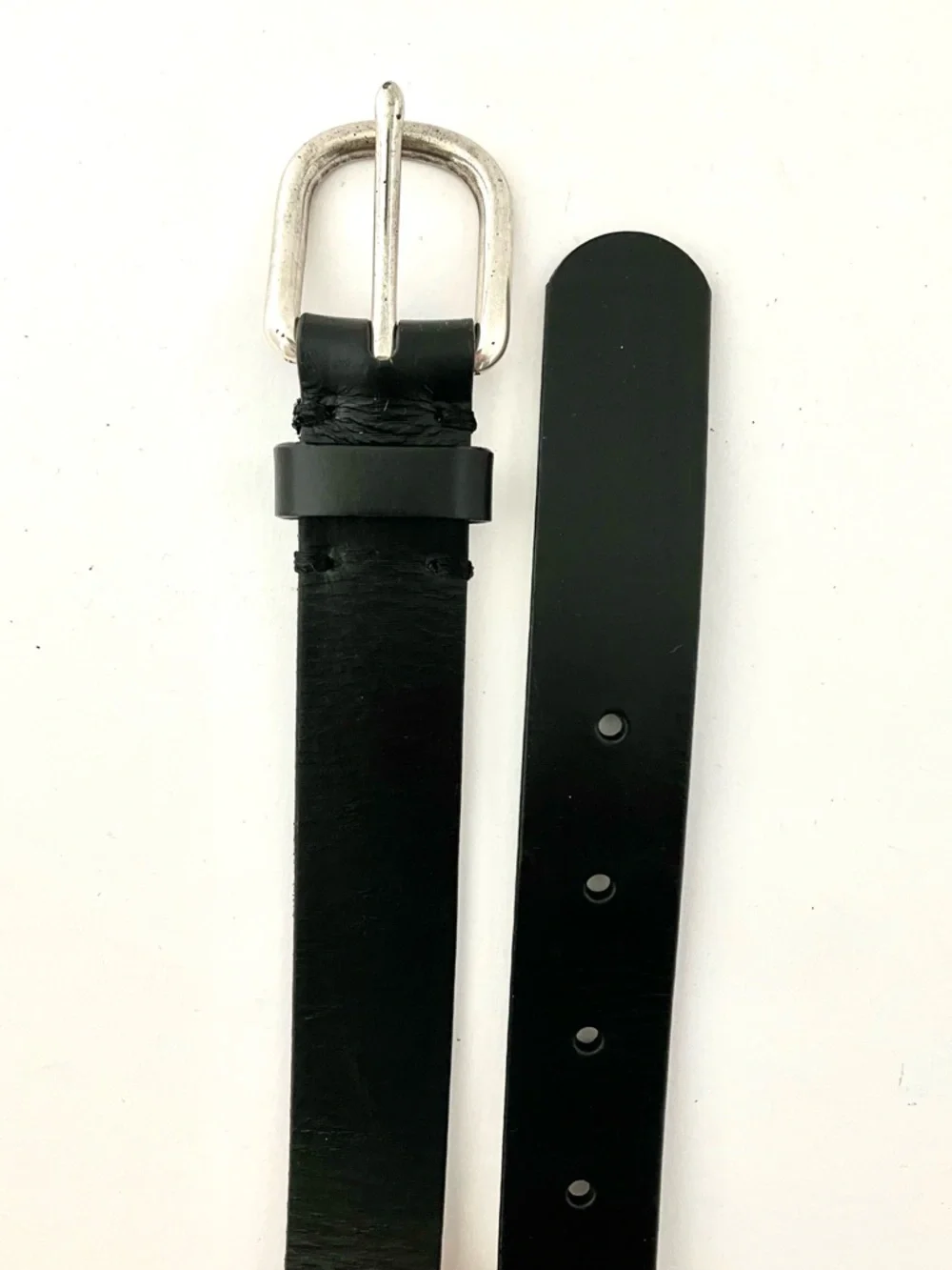 J. Crew Crewcuts Black Leather Belt with Rounded Silver Buckle Boys Medium AW431